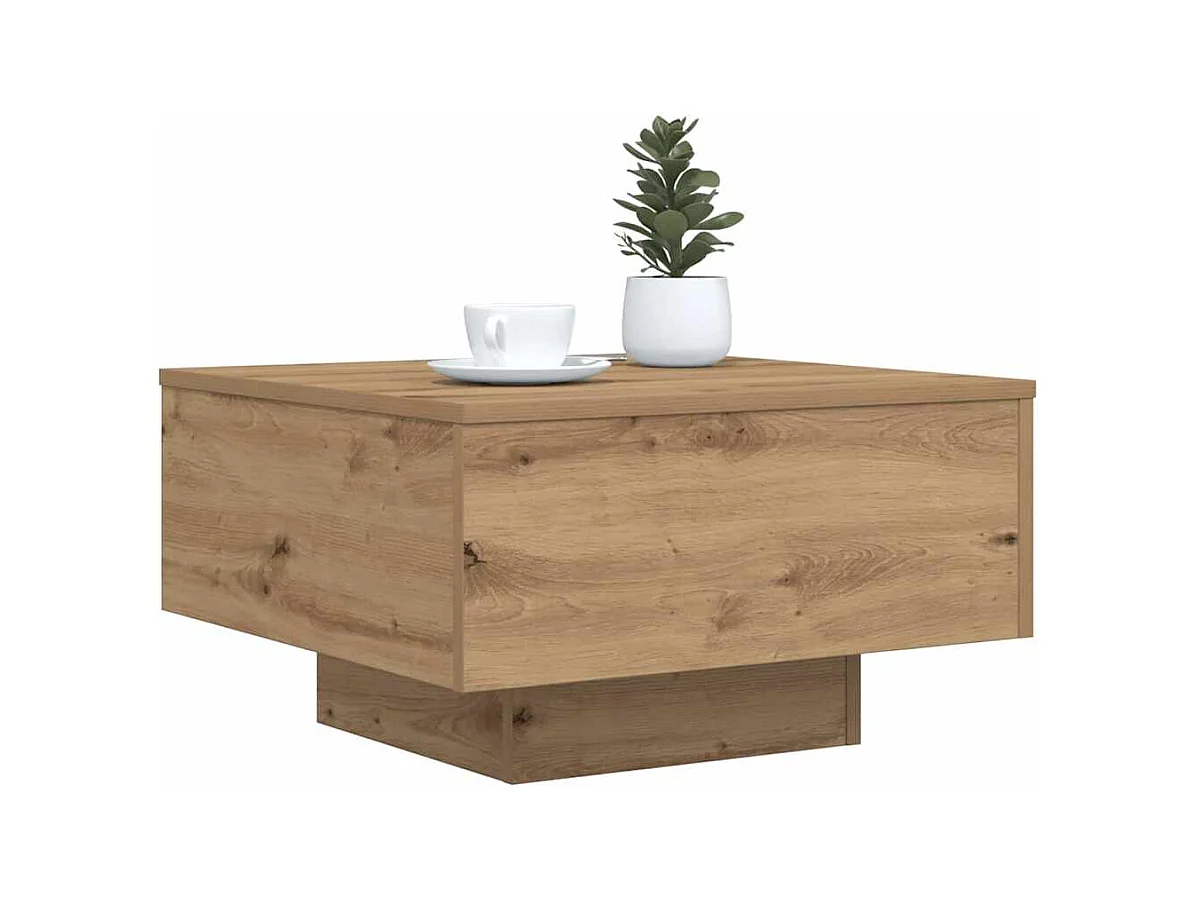 Table Basse chêne artisanal 55 x 55 x 31 cm Bois d'ingénierie