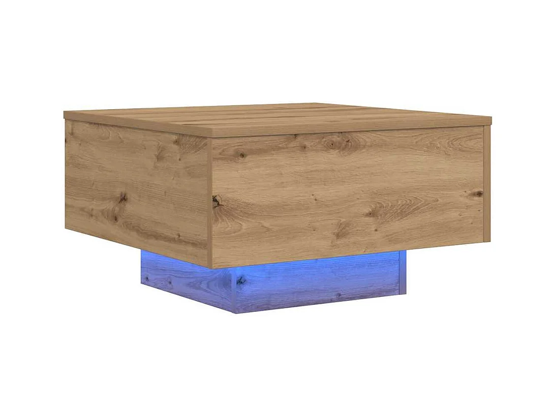 Table Basse chêne artisanal 55 x 55 x 31 cm Bois d'ingénierie