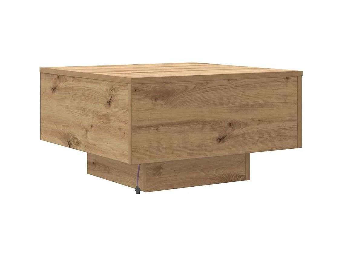 Table Basse chêne artisanal 55 x 55 x 31 cm Bois d'ingénierie