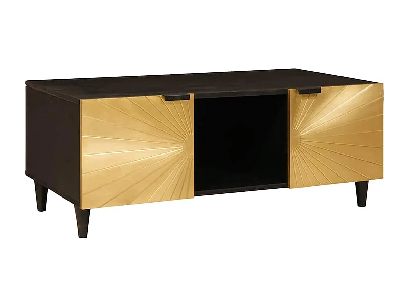 Table basse Noir et or 100 x 54 x 40 cm bois de manguier massif