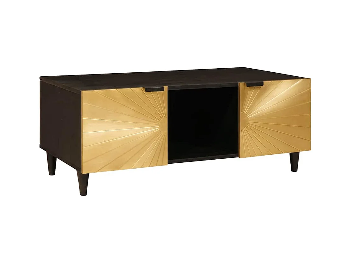 Table basse Noir et or 100 x 54 x 40 cm bois de manguier massif