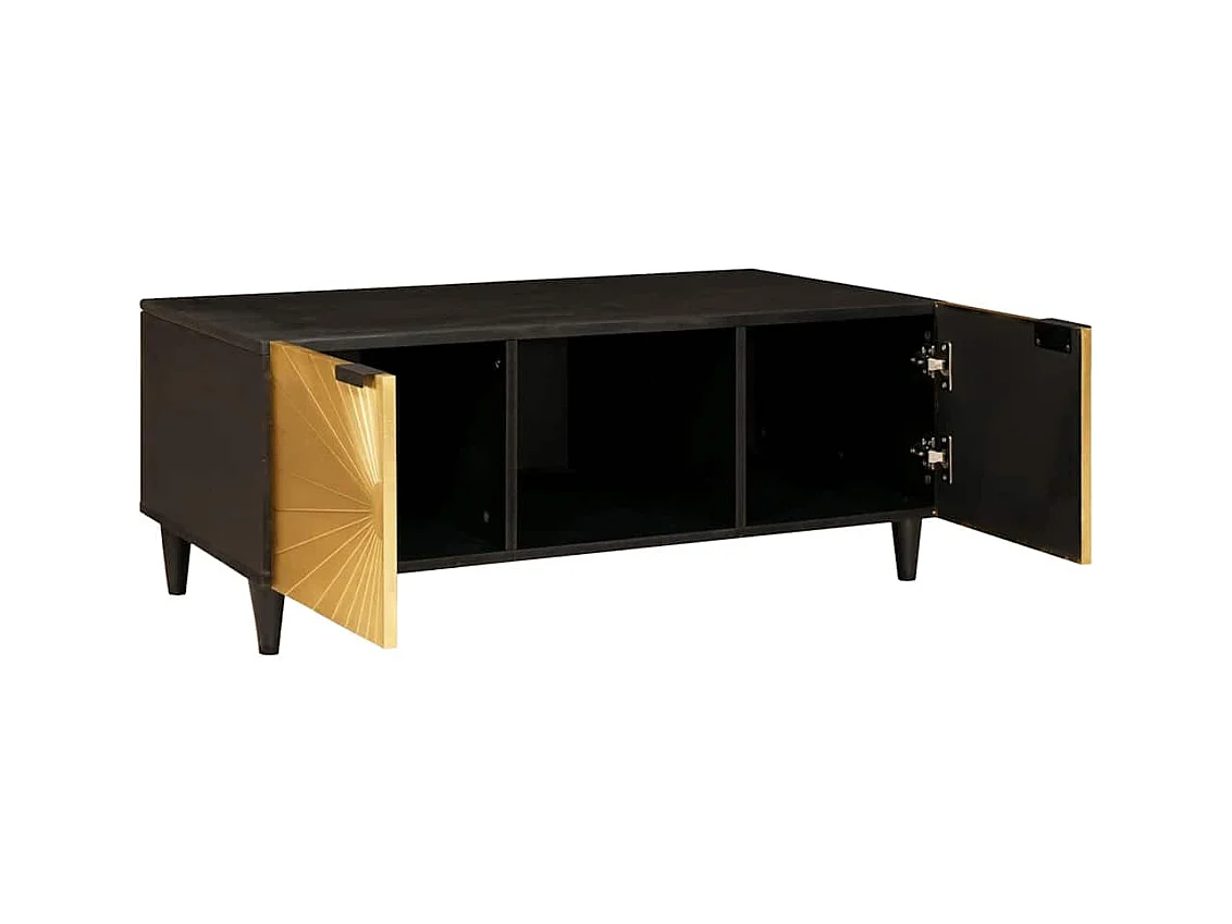 Table basse Noir et or 100 x 54 x 40 cm bois de manguier massif