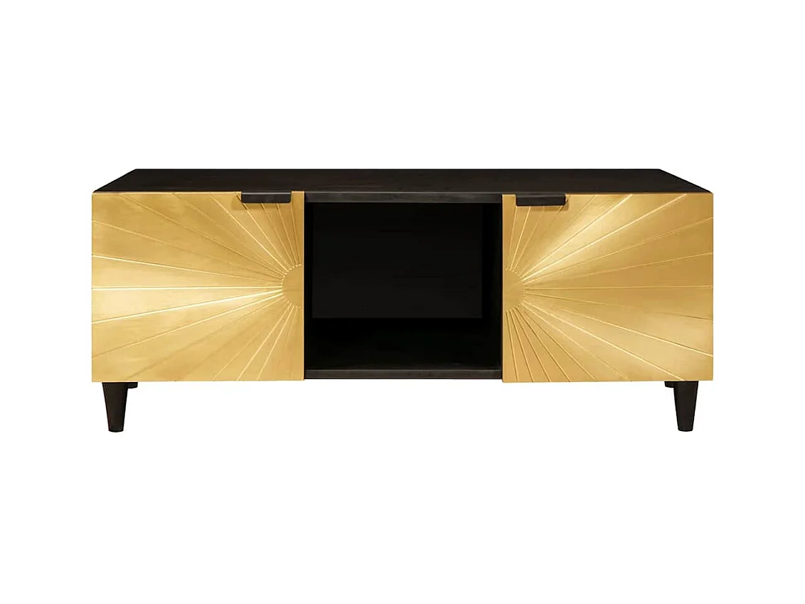 Table basse Noir et or 100 x 54 x 40 cm bois de manguier massif