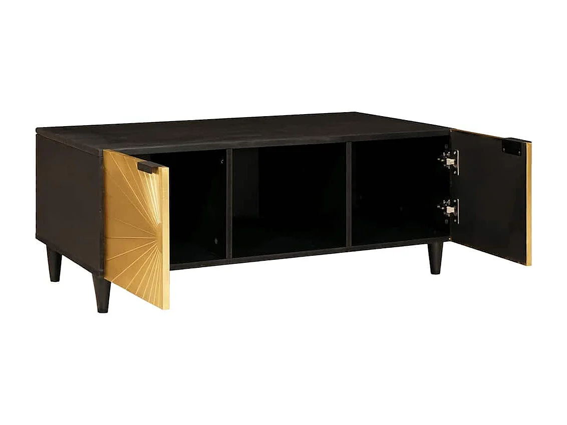 Table basse Noir et or 100 x 54 x 40 cm bois de manguier massif