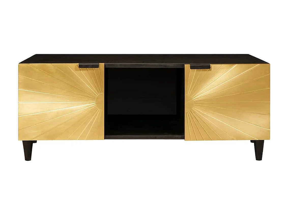 Table basse Noir et or 100 x 54 x 40 cm bois de manguier massif