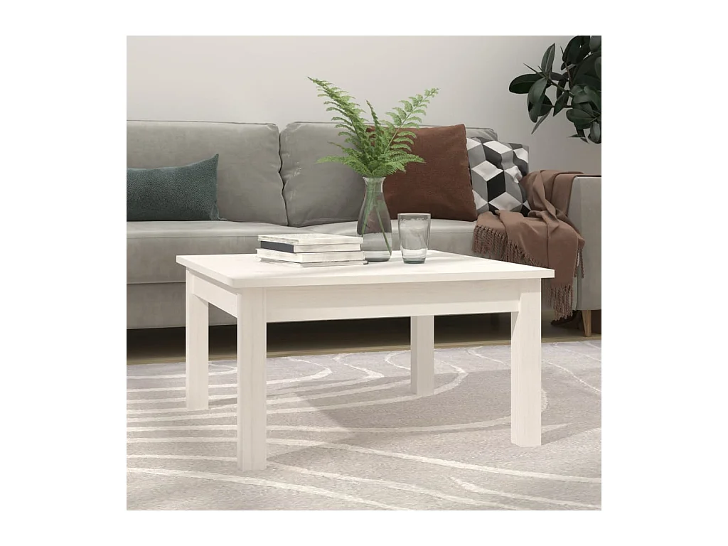 Table basse Blanc 55x55x30 cm Bois massif de pin