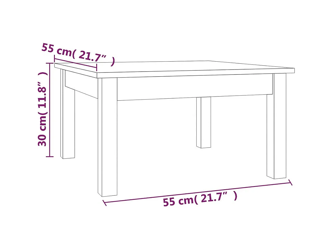 Table basse Blanc 55x55x30 cm Bois massif de pin