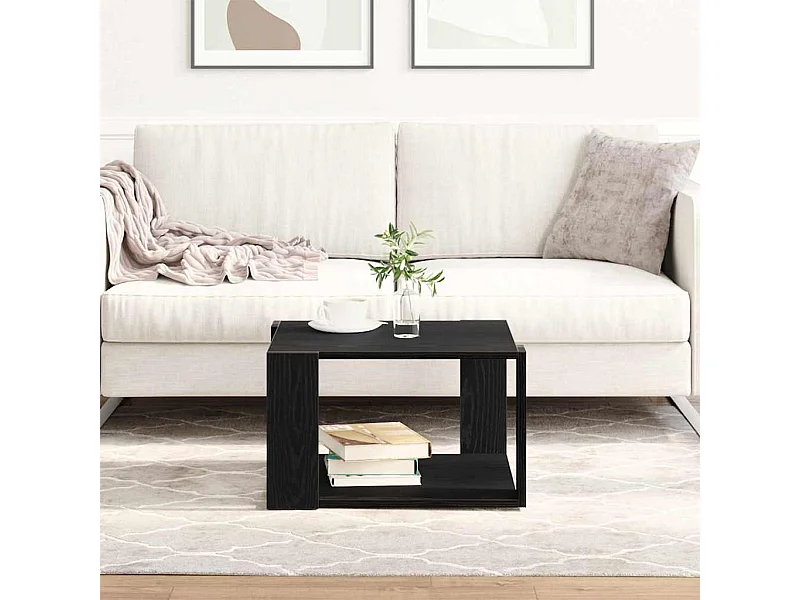 Salontafel Zwart eiken 85 x 55 x 31 cm Bewerkt hout