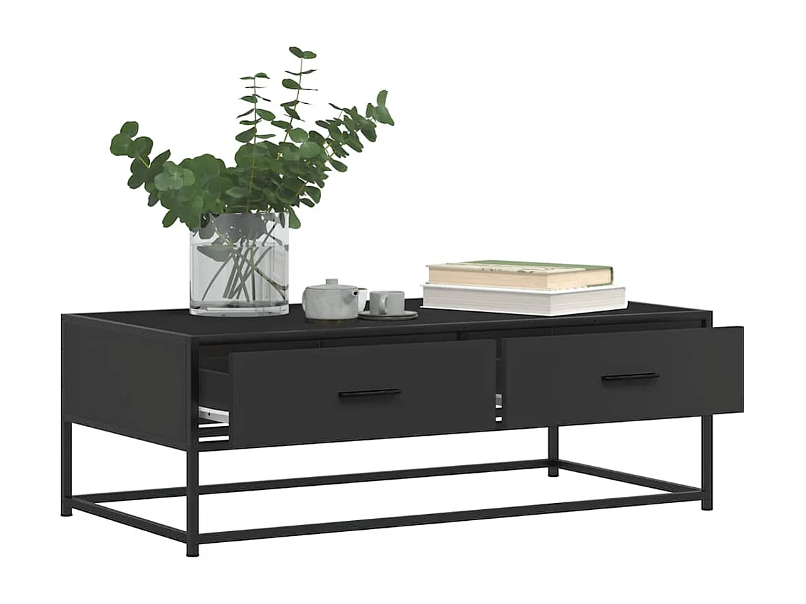 Table basse noir 100x50x35 cm bois d'ingénierie et métal