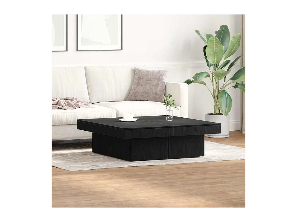 Salontafel Zwart eiken 90 x 90 x 28 cm Bewerkt hout