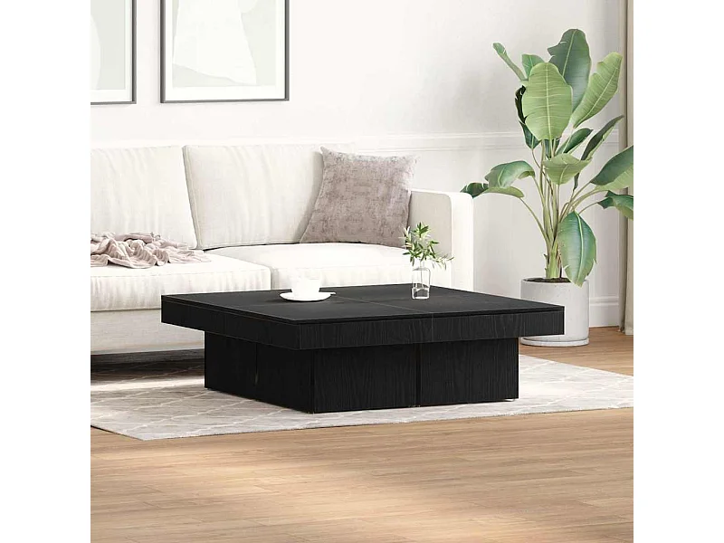 Salontafel Zwart eiken 90 x 90 x 28 cm Bewerkt hout