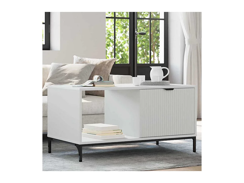 Table basse Blanc 90 x 49 x 46 cm Bois d'ingénierie