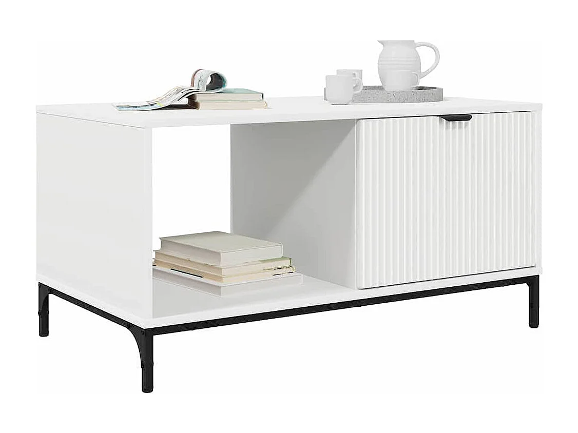 Table basse Blanc 90 x 49 x 46 cm Bois d'ingénierie