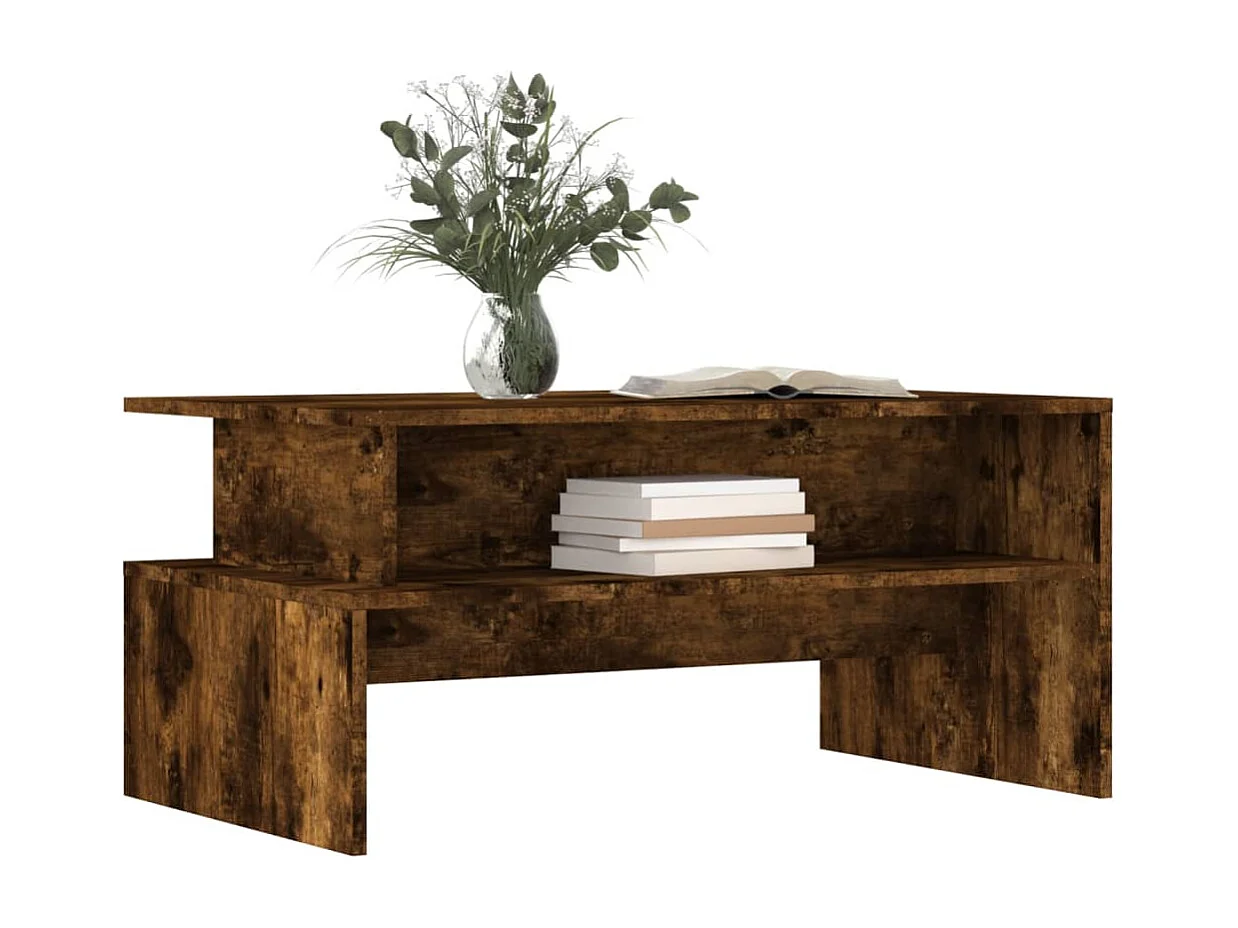 Table basse chêne fumé 90x55x42,5 cm bois d'ingénierie