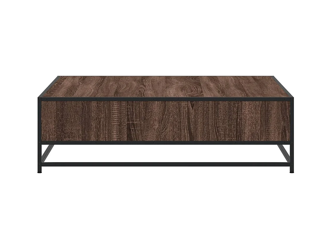 Table basse chêne marron 100x100x30 cm bois d'ingénierie/métal
