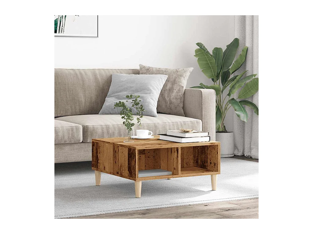 Table basse vieux bois 60x60x30 cm bois d'ingénierie