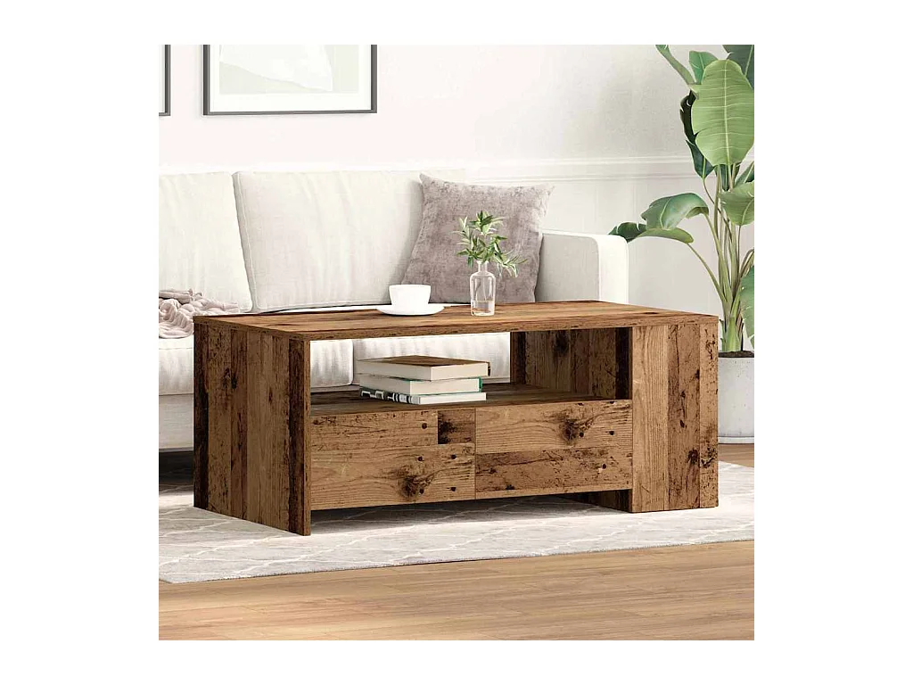 Table basse Bois ancien 102 x 55 x 43.5 cm Bois d'ingénierie