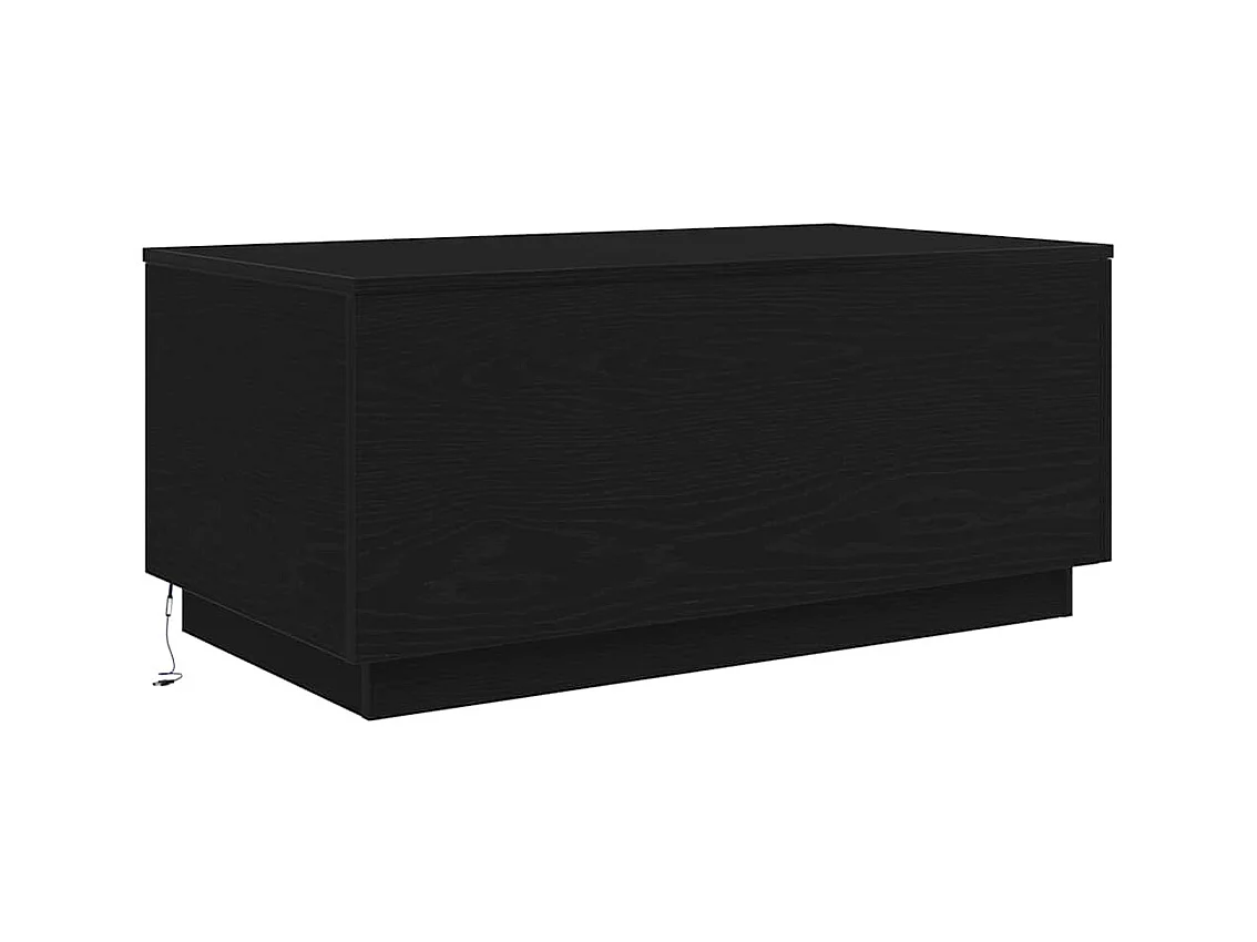 Table basse avec lumières LED chêne noir 90x50x40 cm