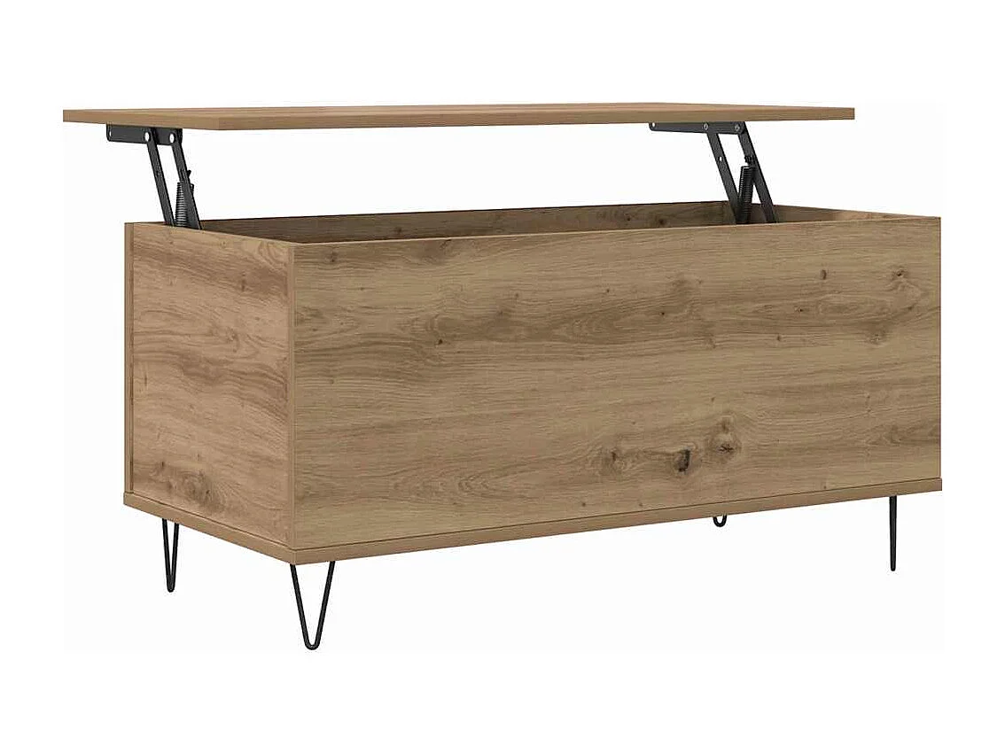 Table basse chêne artisanal 90 x 44.5 x 45 cm Bois d'ingénierie