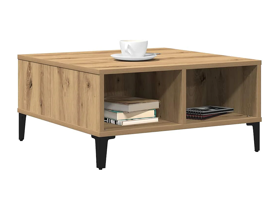 Table basse chêne artisanal 60 x 60 x 30 cm Bois d'ingénierie