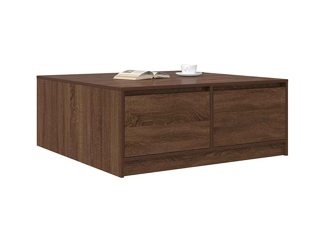 Table basse avec tiroirs chêne marron 100x100x40 cm