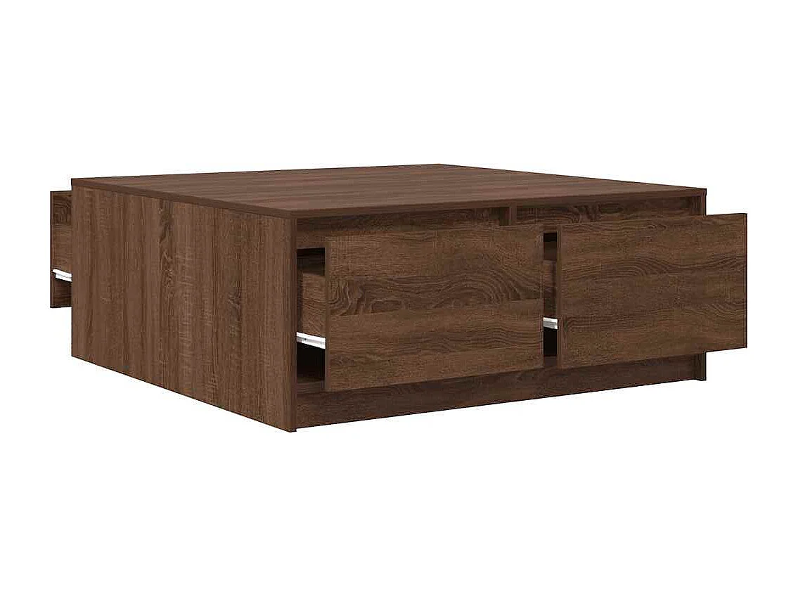 Table basse avec tiroirs chêne marron 100x100x40 cm
