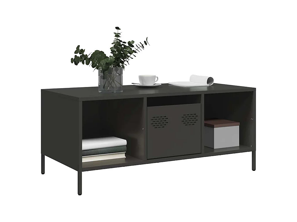 Mesa de centro acero laminado en frío negro 101,5x50x43,5 cm