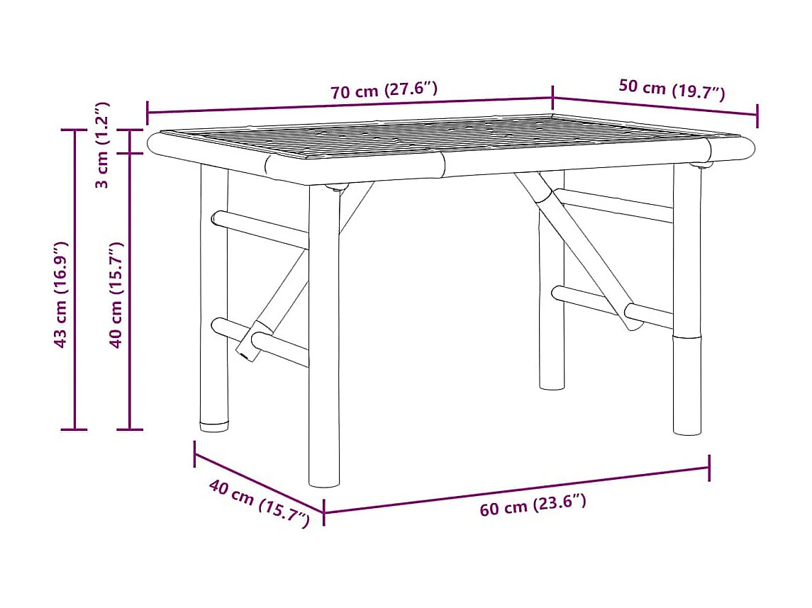 Table basse Marron 70 x 40 x 36 cm Bambou