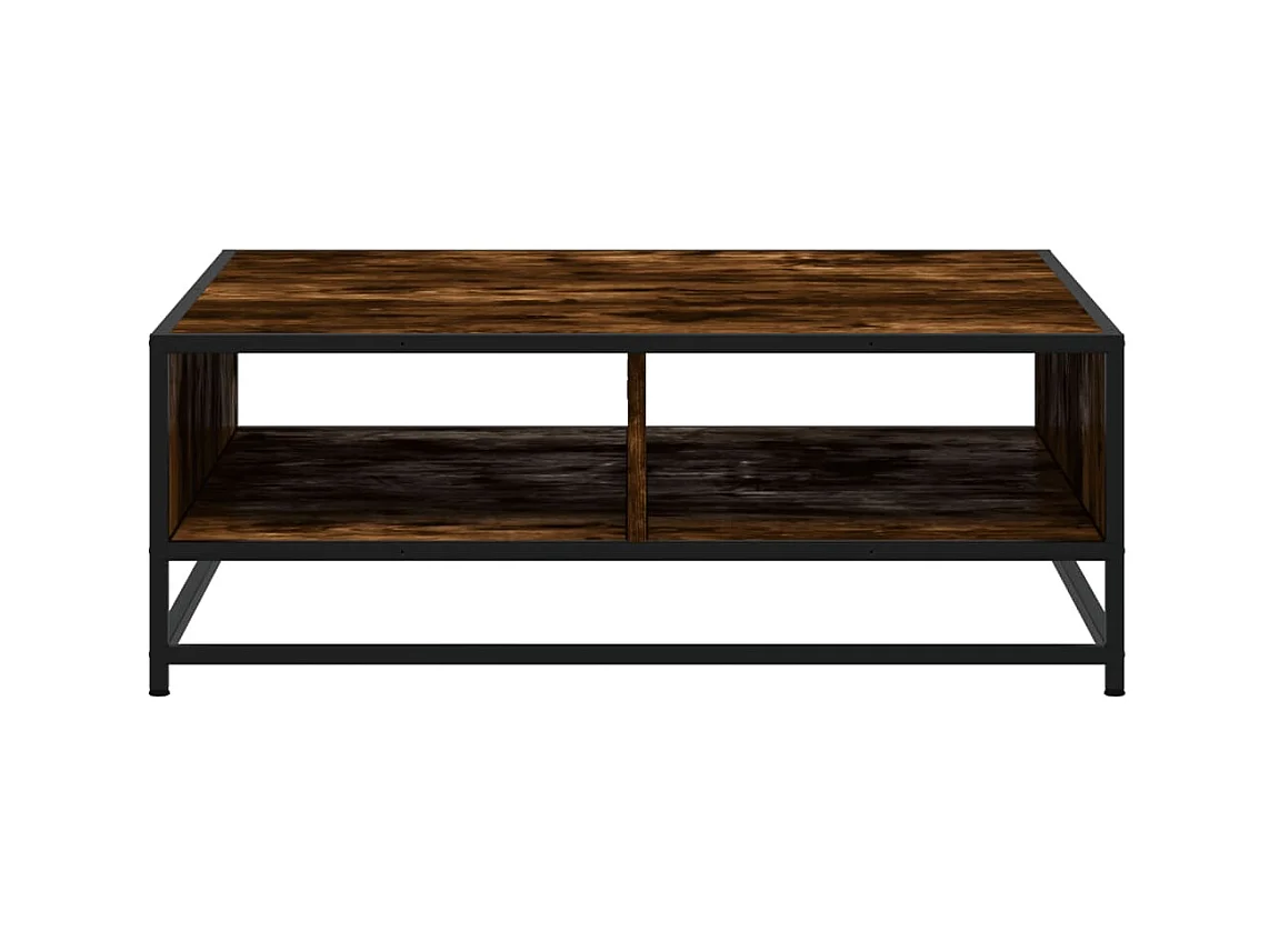 Table basse chêne fumé 80x80x30 cm bois d'ingénierie et métal