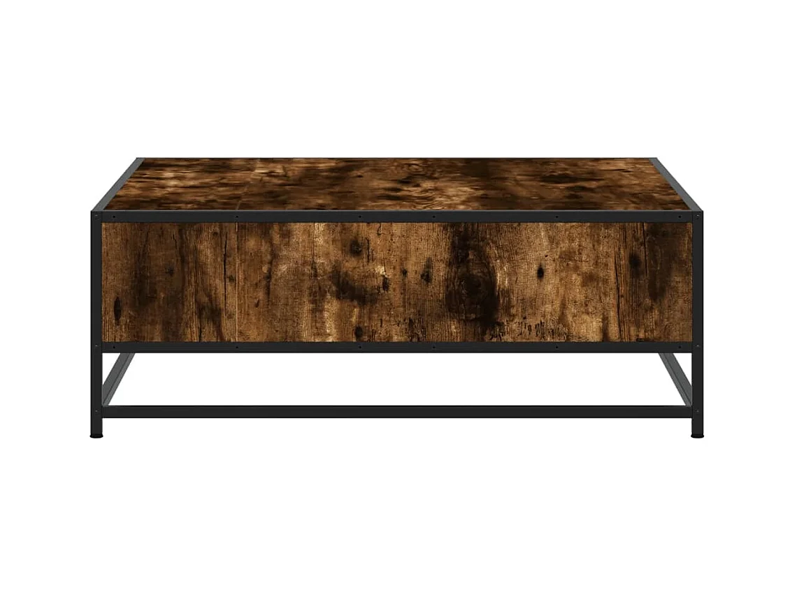 Table basse chêne fumé 80x80x30 cm bois d'ingénierie et métal