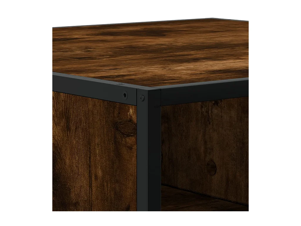 Table basse chêne fumé 80x80x30 cm bois d'ingénierie et métal