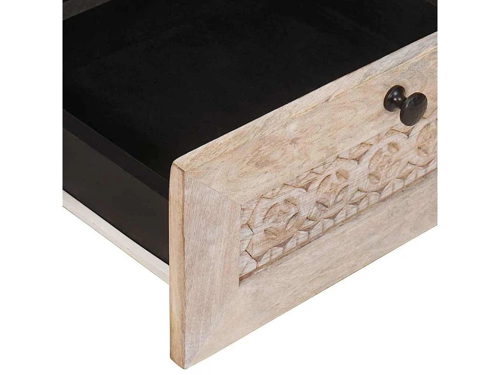 Mesa de centro com gaveta com prateleira Branco 80 x 54 x 40 cm