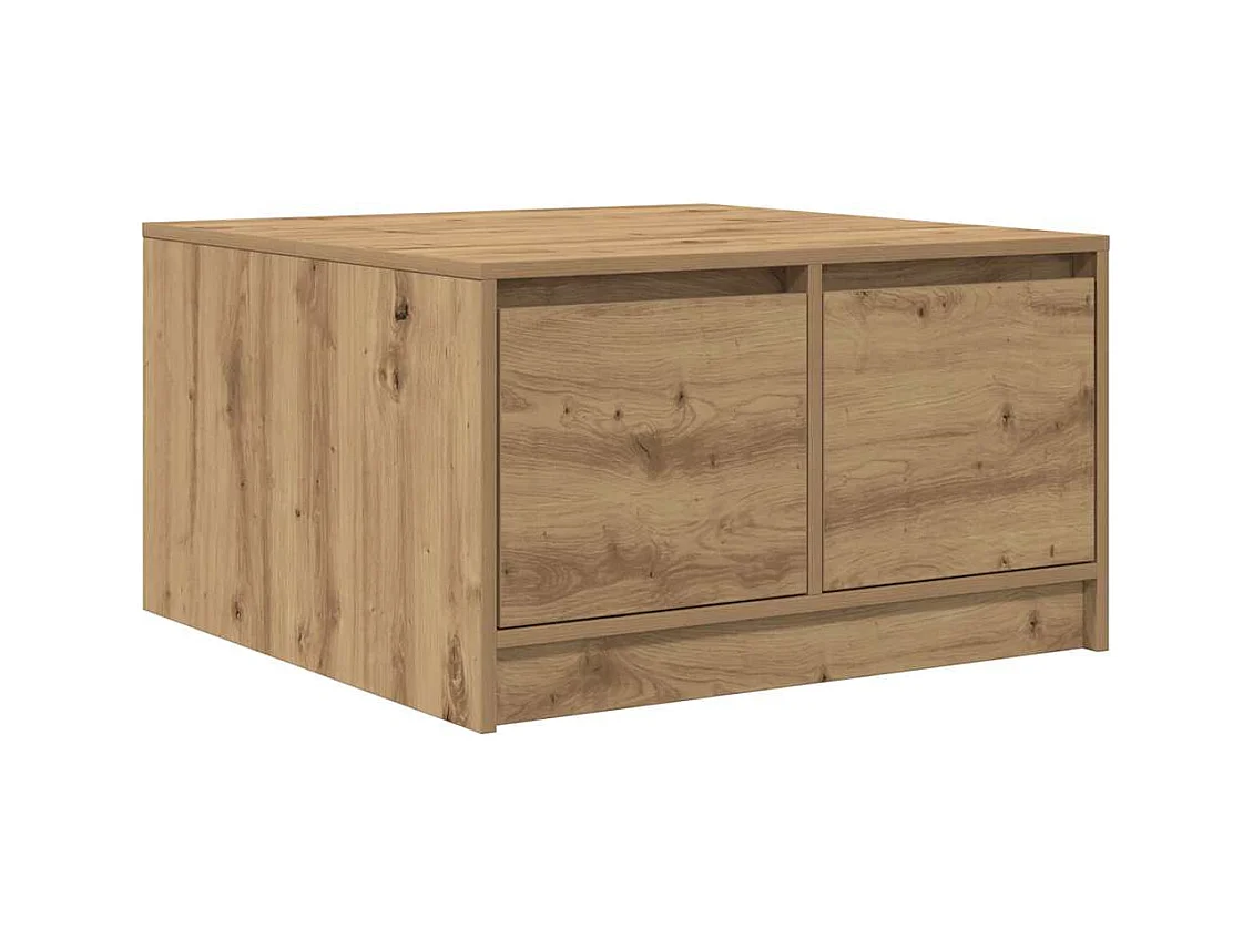 Table basse avec tiroirs chêne artisanal 70,5x70x40 cm