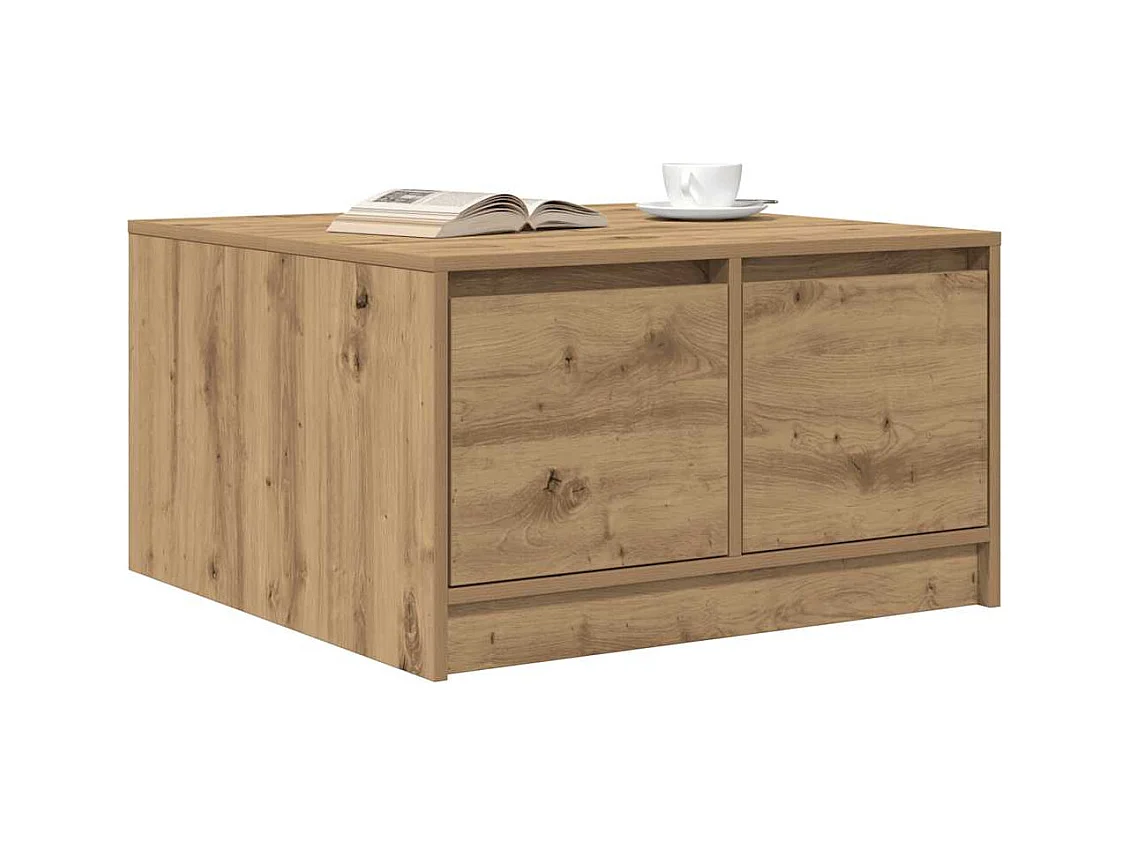 Table basse avec tiroirs chêne artisanal 70,5x70x40 cm