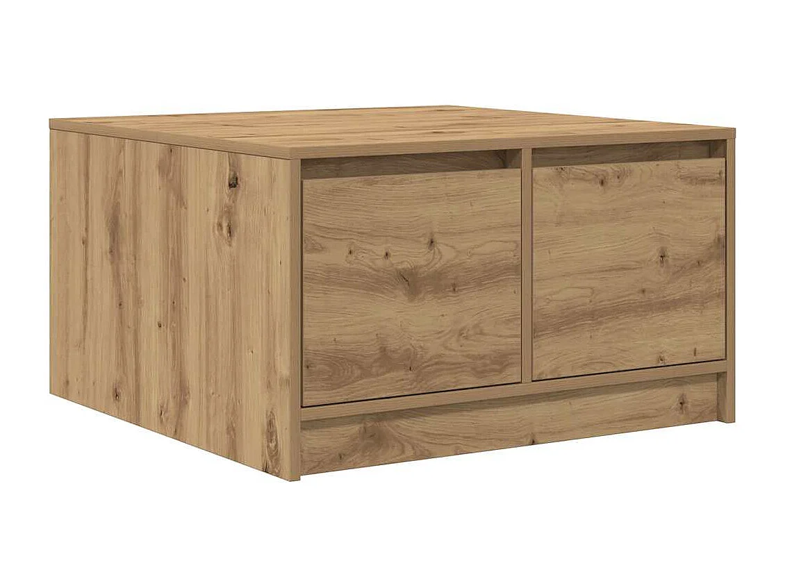 Table basse avec tiroirs chêne artisanal 70,5x70x40 cm
