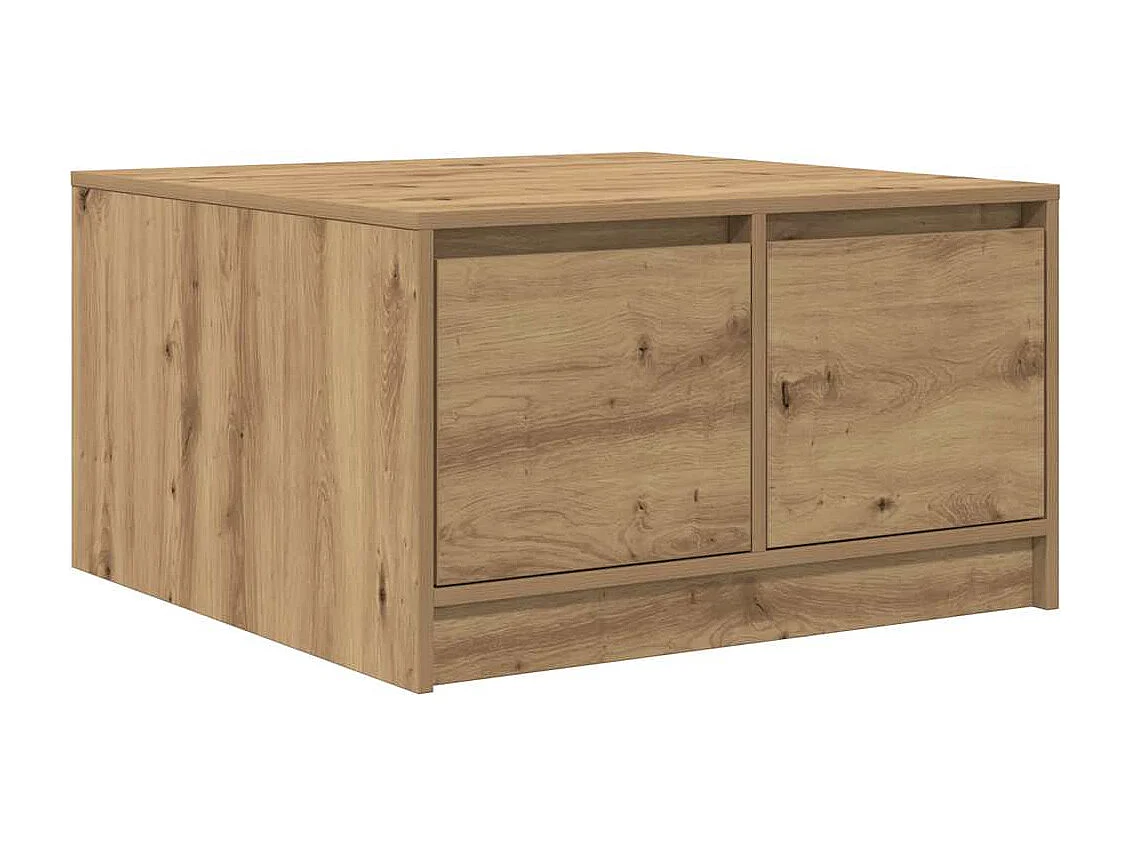 Table basse avec tiroirs chêne artisanal 70,5x70x40 cm