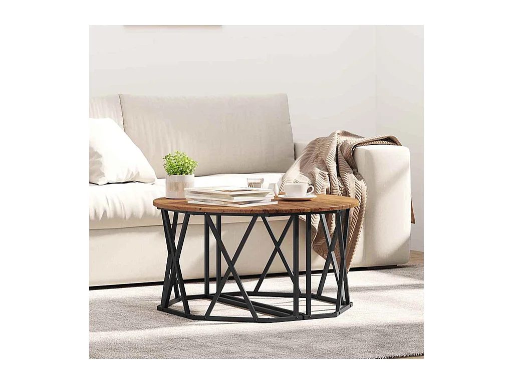 Salontafel Oud hout 80 x 80 x 42 cm Engineered hout en staal