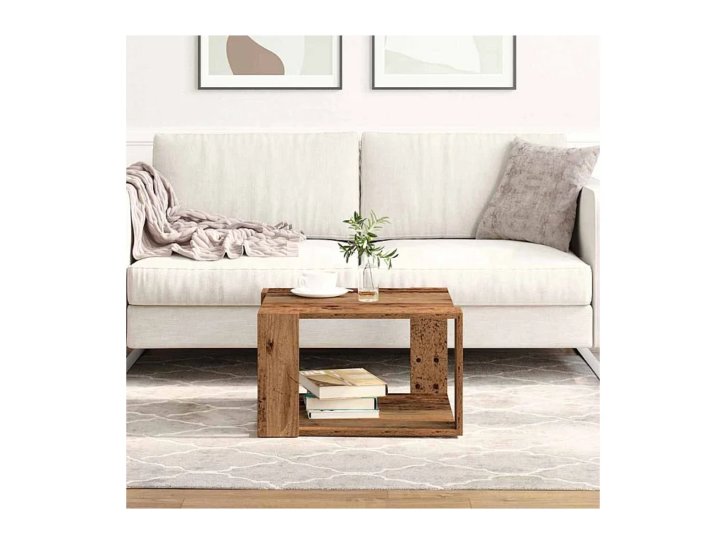 Table basse Bois ancien 51.5 x 51.5 x 30 cm Bois d'ingénierie