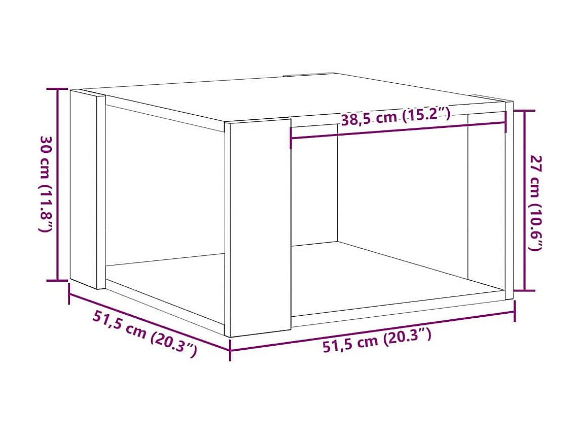 Mesa de Café Madera vieja 51.5 x 51.5 x 30 cm