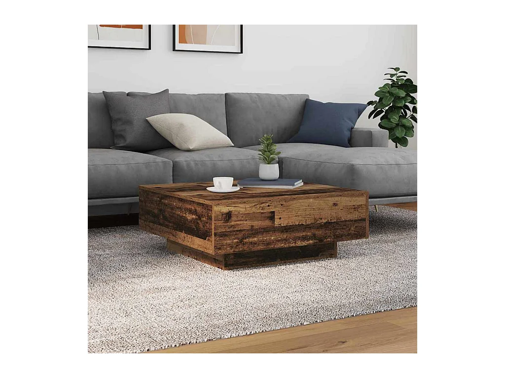 Salontafel Oude hout Blauw 80 x 80 x 31 cm Bewerkt hout