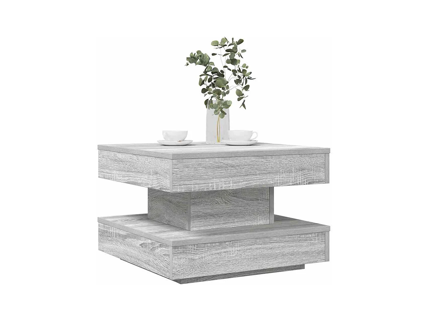 Table basse rotative à 360 degrés sonoma gris 50x50x34,5 cm