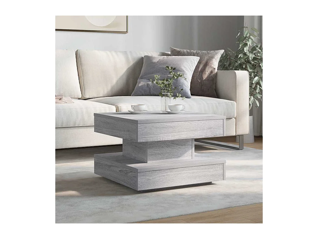 Table basse rotative à 360 degrés sonoma gris 50x50x34,5 cm