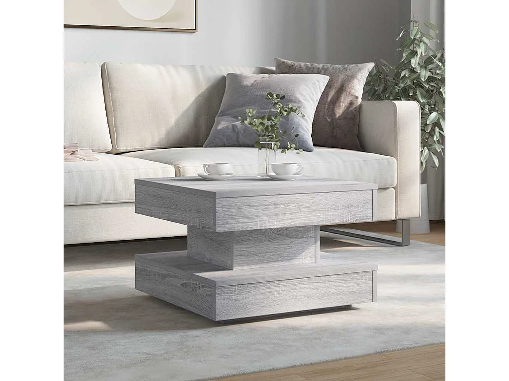 Mesa de centro giratoria 360 grados gris Sonoma 50x50x34,5 cm