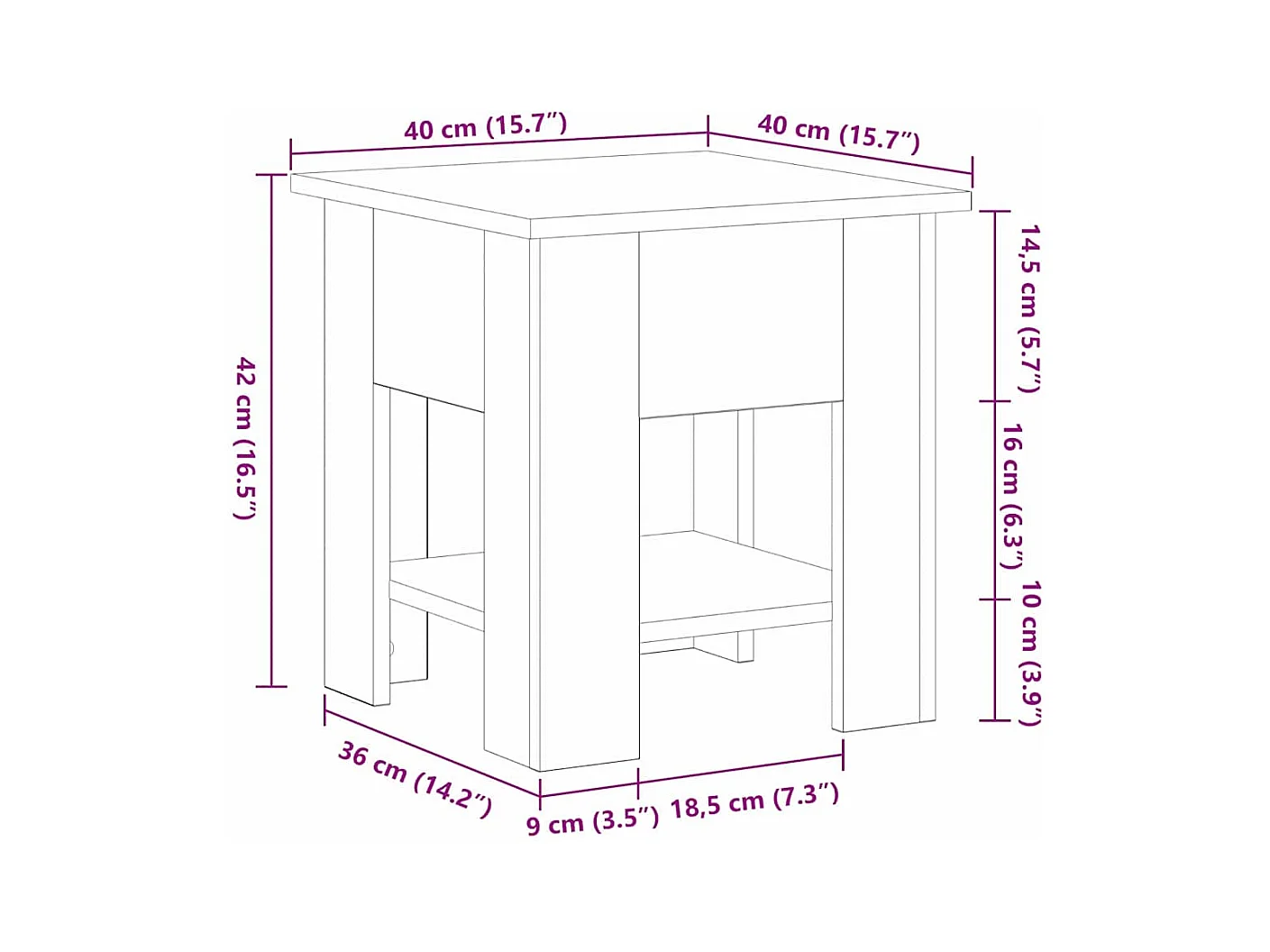 Table basse Chêne noir 40 x 40 x 42 cm Bois d'ingénierie
