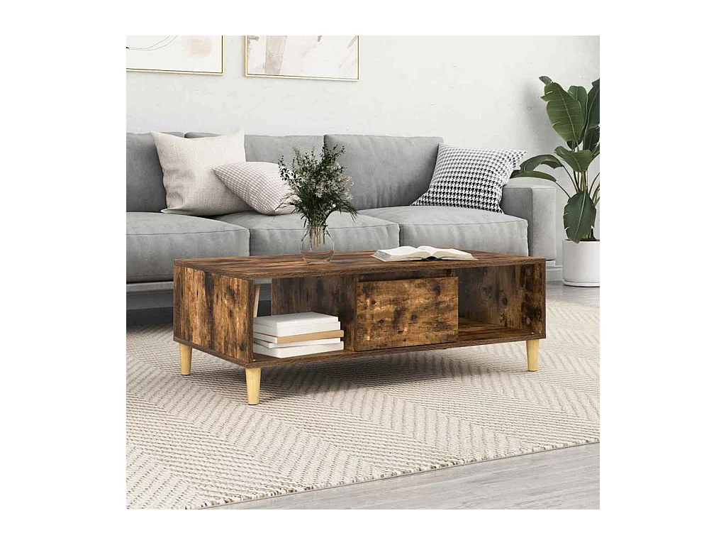 Salontafel Gerookt eiken 103,5 x 60 x 35 cm Bewerkt hout