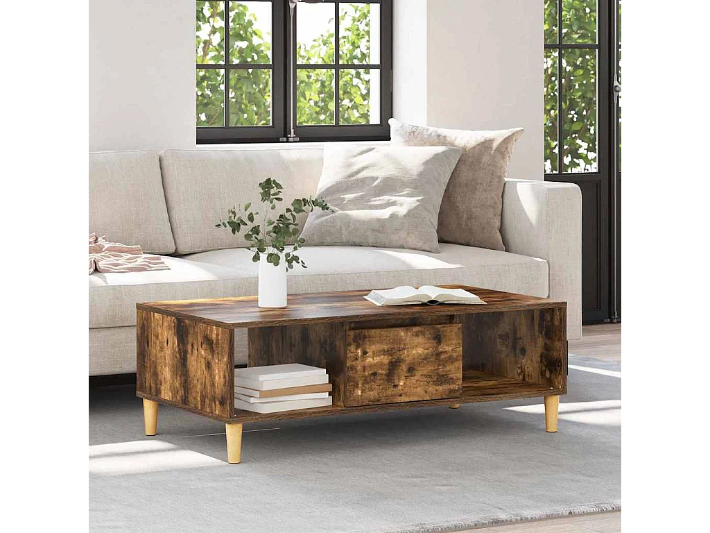 Salontafel Gerookt eiken 103,5 x 60 x 35 cm Bewerkt hout