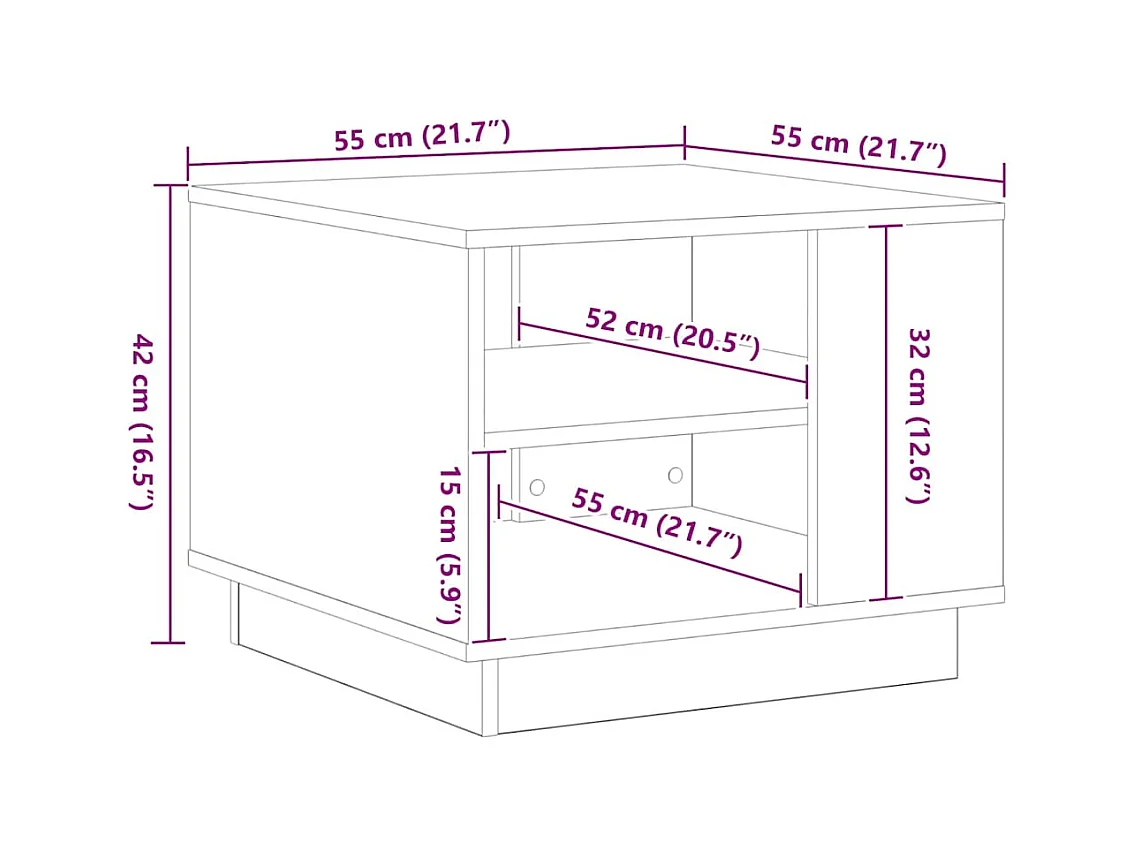 Table basse Chêne noir 55 x 55 x 42 cm Bois d'ingénierie