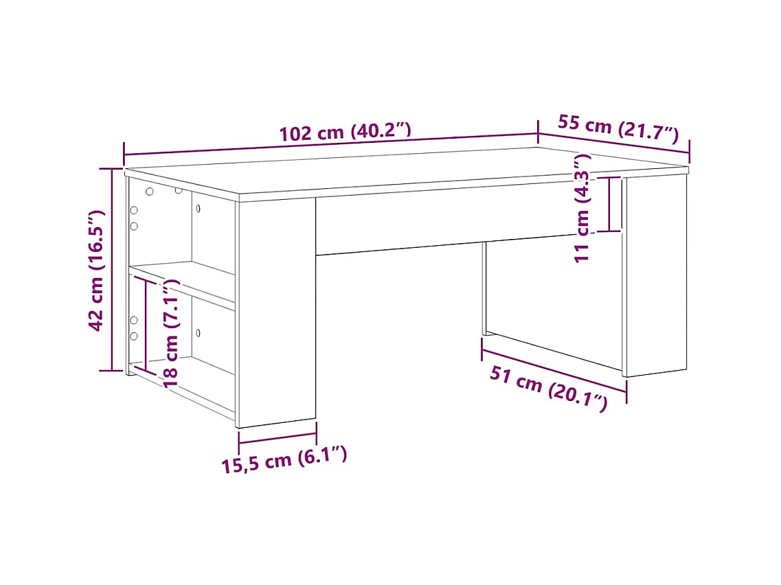 Table basse Chêne noir 102 x 55 x 42 cm Bois d'ingénierie