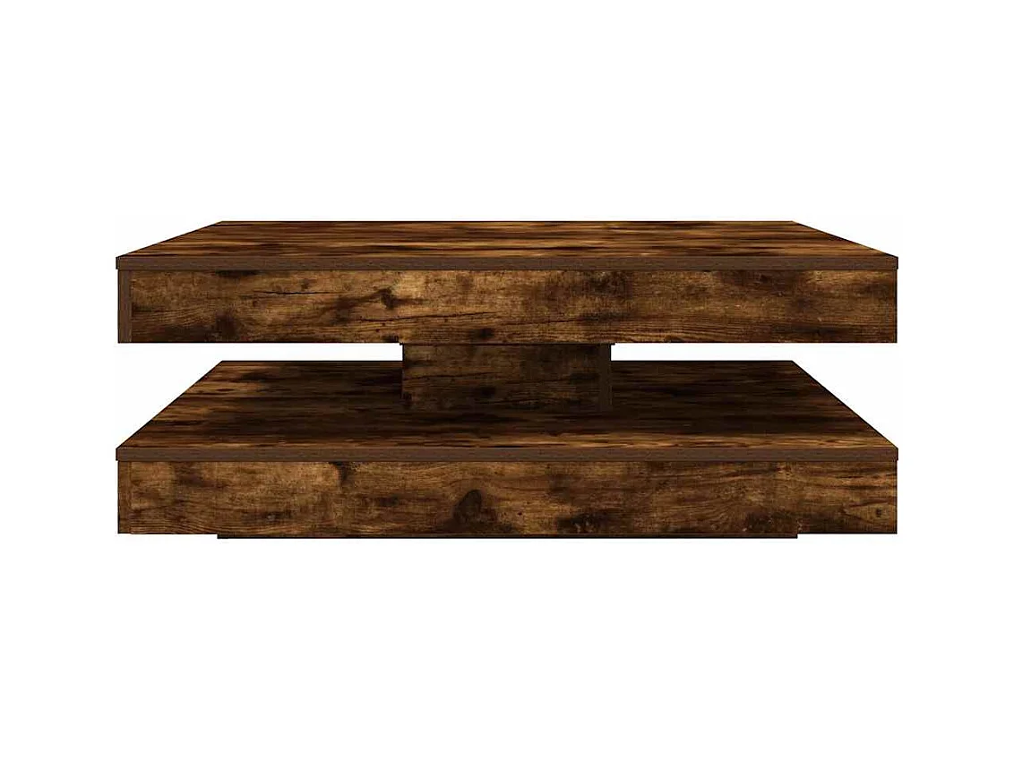 Table basse rotative à 360 degrés chêne fumé 90x90x34,5 cm