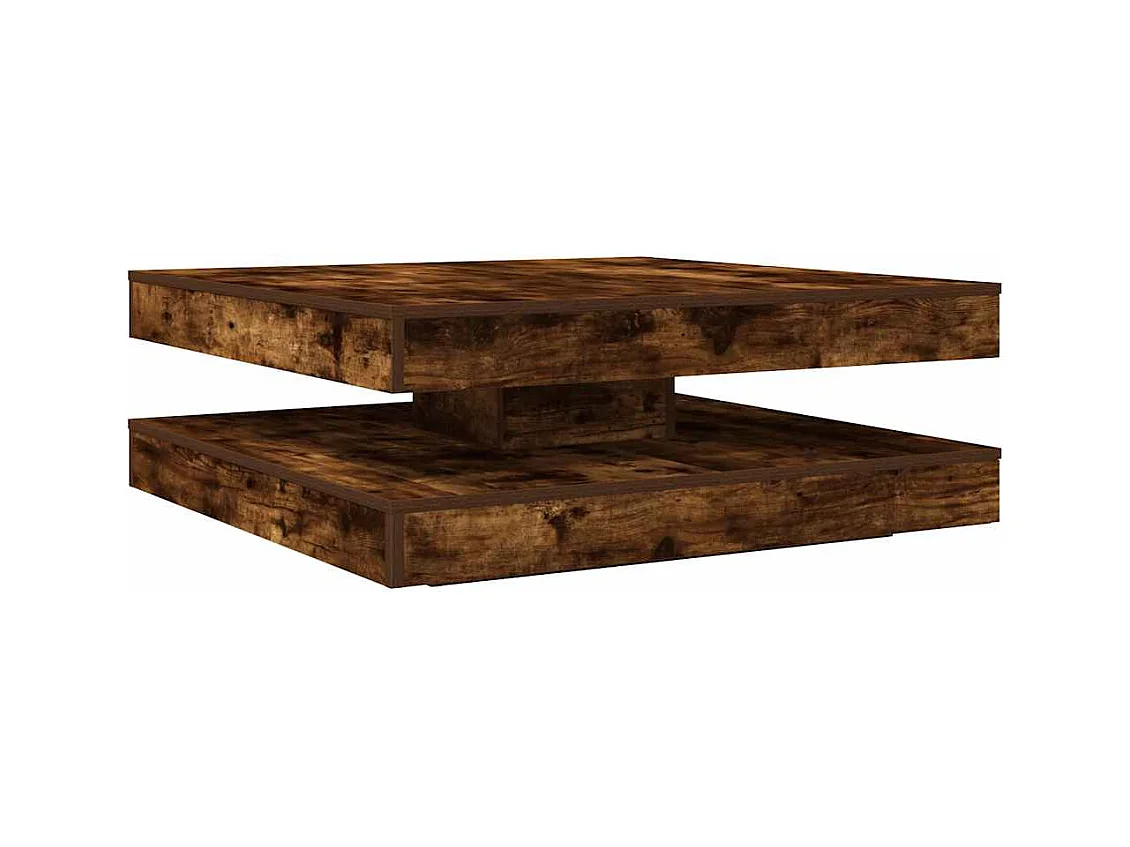 Table basse rotative à 360 degrés chêne fumé 90x90x34,5 cm